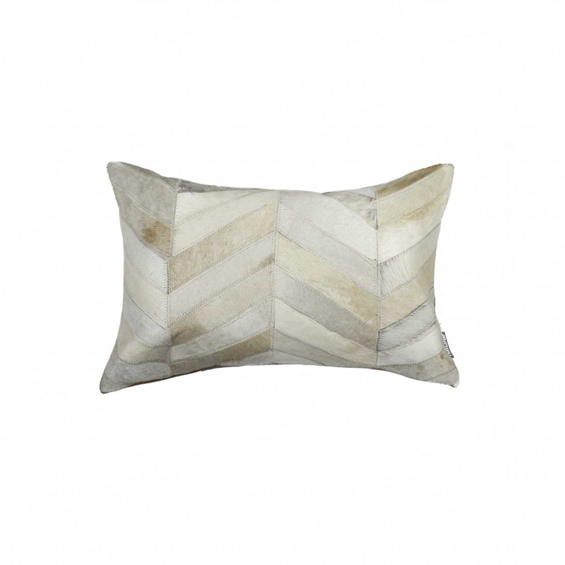 12" x 20" Chevron Cowhide Throw Pillow, Natural Chevron