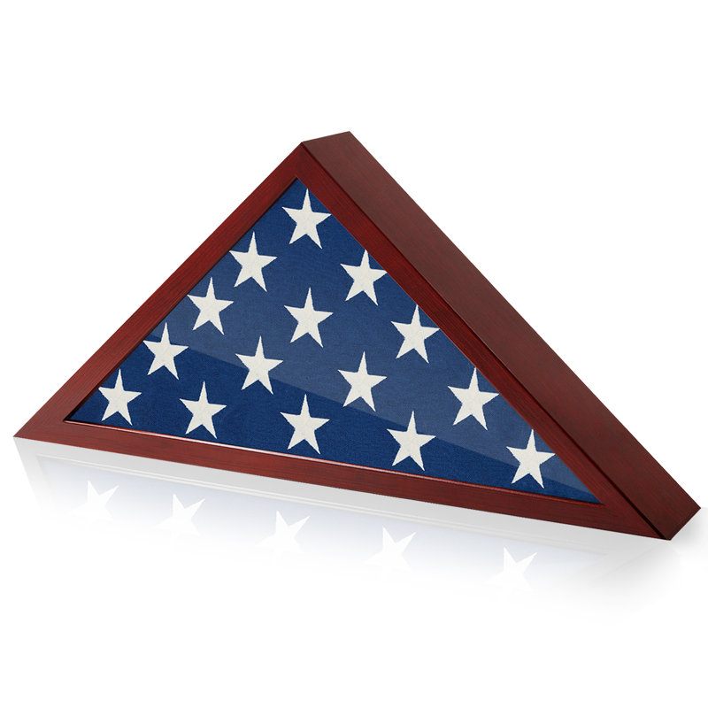 Small Flag Display Case for Memorial Service - Fits Folded 3x5" Flag - Elegant Military Flag Display Case - Plexiglass Cover