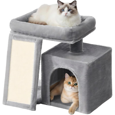 Tour pour chat, condo pour chatons mignons, gris tourterelle pour petite pièce, avec poteau à griffer et planche en sisal, grand perchoir rembourré, grotte spacieuse