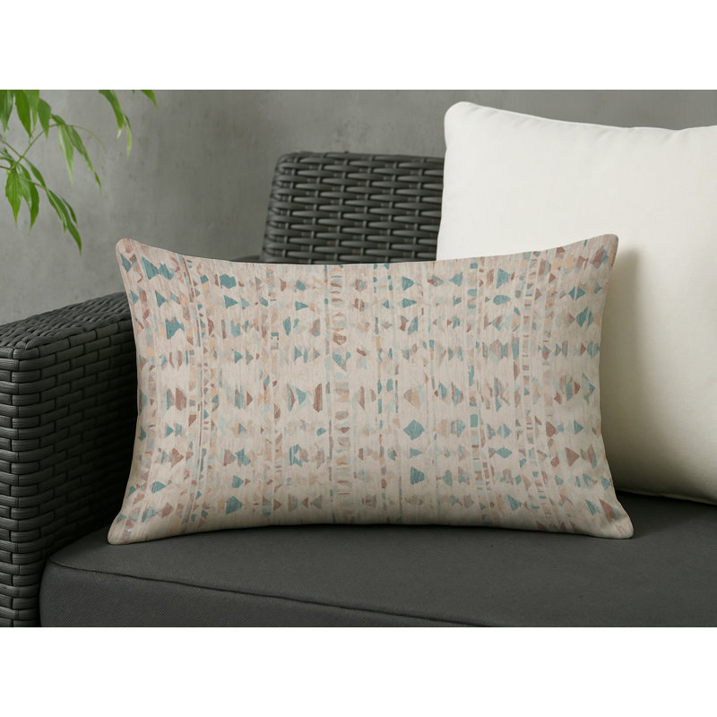 Coussin décoratif intérieur / extérieur gris Modern Modern, Gris / vert / beige Sud-Ouest 1, Rectangle H 25 po x l 18 po