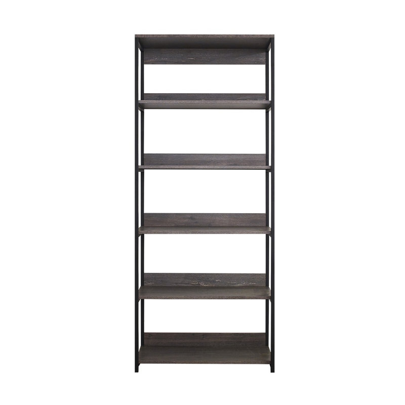 Organisateur de garde-robe Monica en bois massif et métal gris rustique avec cinq étagères
