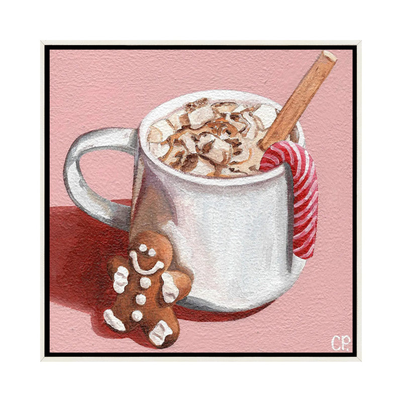 Festive Hot Choc - reproduction d'art murale - toile encadrée, H 26 po x l 26 po, Cadre flottant sans passe-partout
