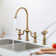 ARCORA Double-Handle High-Arc Widespread Deck Mounted Bridge Kitchen Faucet With Side Spray