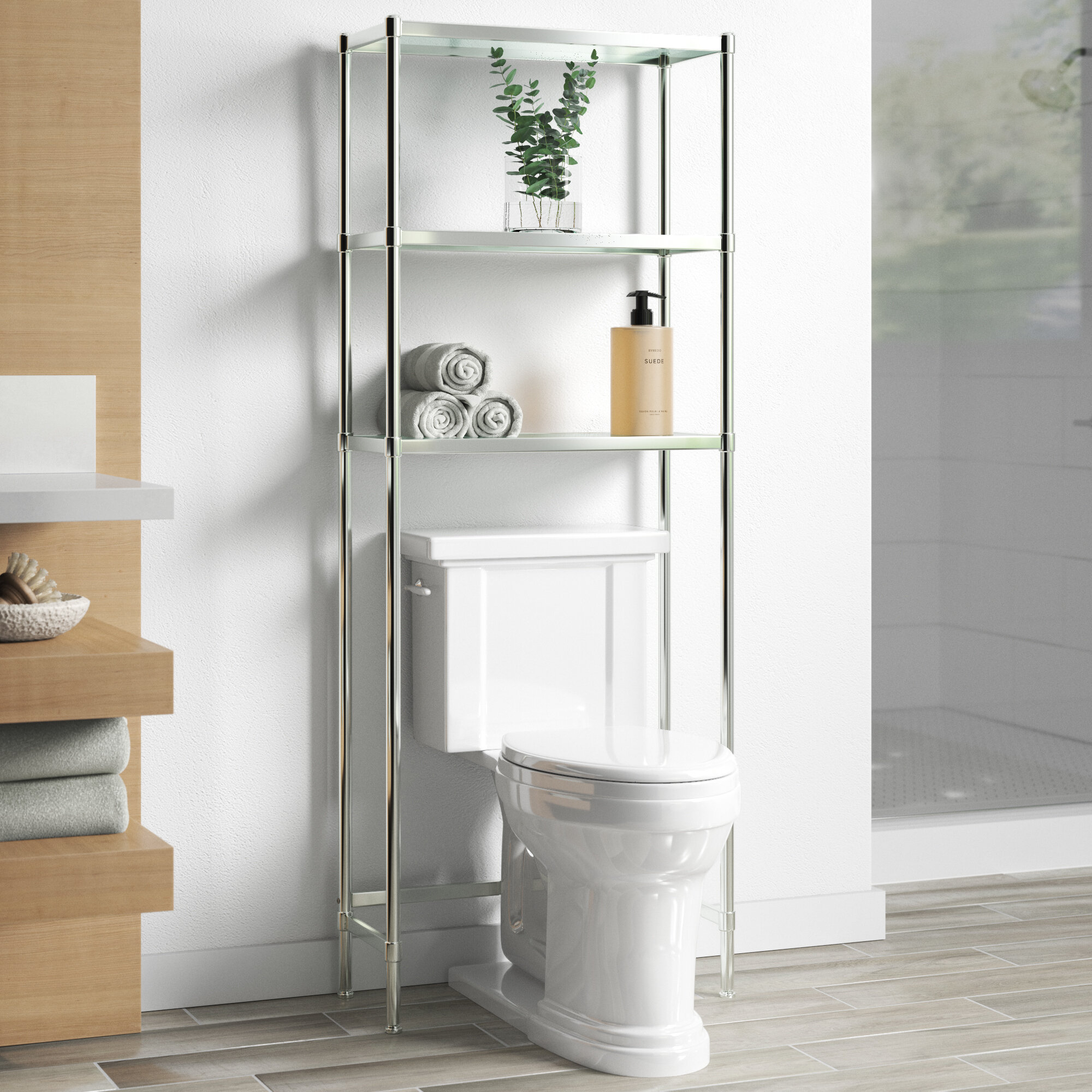 Bathroom detail with a distressed metal storage cabinet topped with  toiletries in glass jars Stock Photo - Alamy