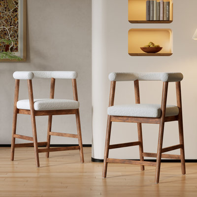 Nordica 25'' Seat Height Modern Mid-Century Upholstered Counter Stool with Backrest