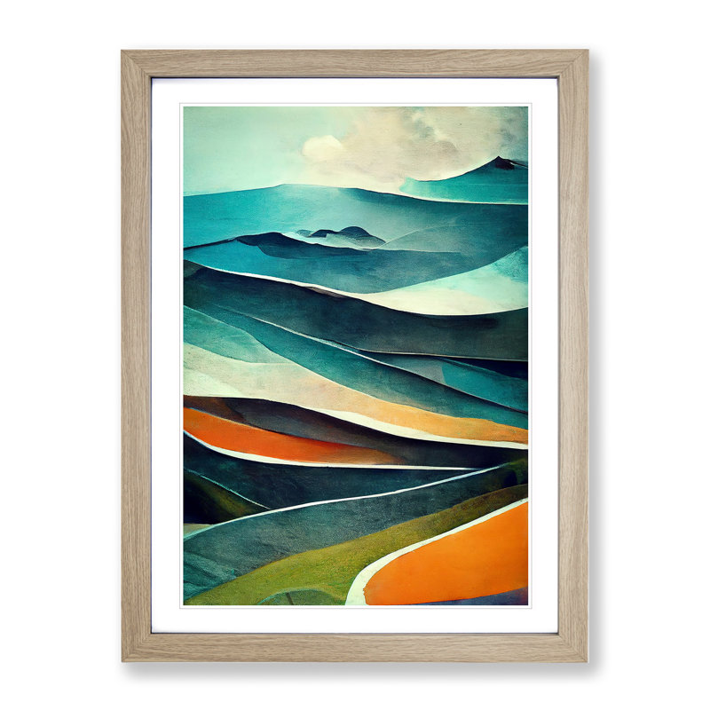 Mountain Landscape Abstract No.4 - Framed Print, 34cm H x 25cm W x 2cm D, Oak
