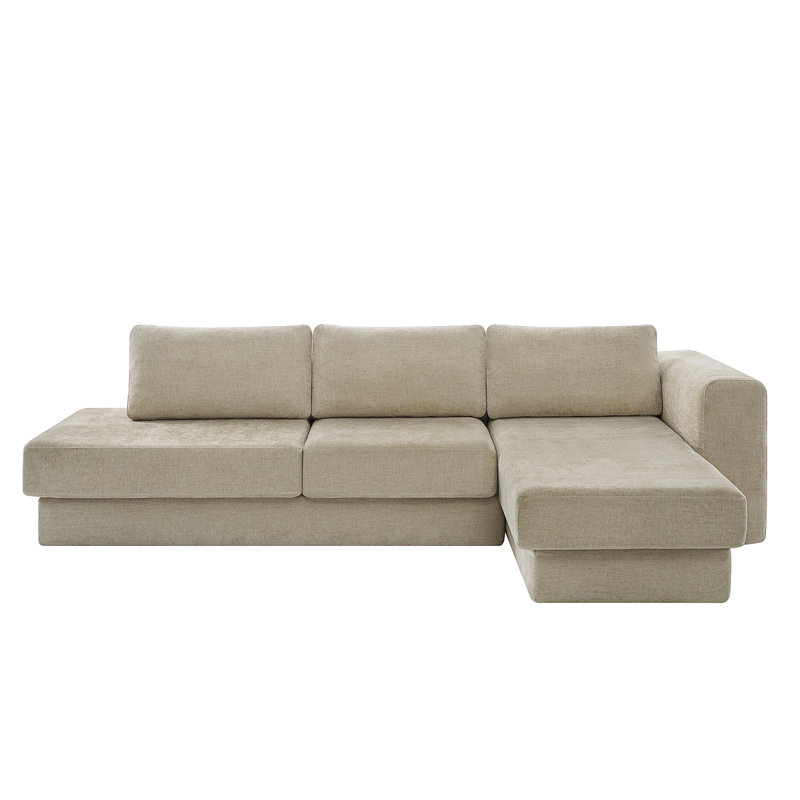 Canapé modulaire en L de 113 po avec canapé à deux couches pour le salon, Beige Chenille