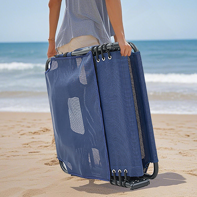 Méridienne réglable à 5 positions avec trous pour le visage et les accoudoirs, pliable pour la piscine, la plage, le patio et la pelouse (bleu foncé, 2 pièces)