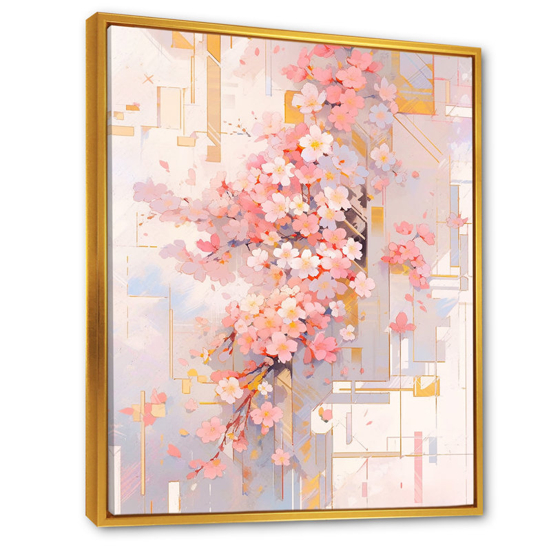 Contemporary Cherry Blossom Bold Stripes - Art mural sur toile Cherry Blossom, H 40 po x l 30 po x P 1,5 po