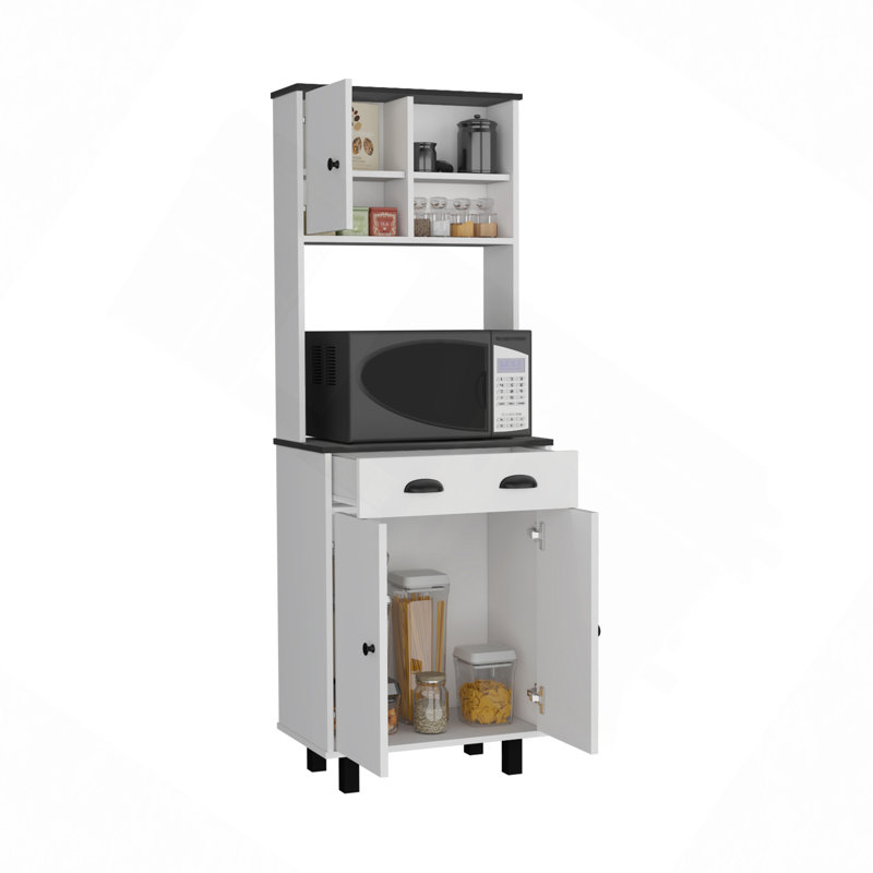 Garde-manger avec 2 armoires, 2 tablettes ouvertes et un tiroir