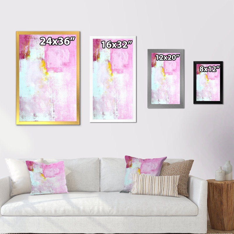 «Colorfields in Shades of Pink and White», reproduction de cadre photo sur toile, H 36 po x l 24 po x P 1 po, Cadre doré
