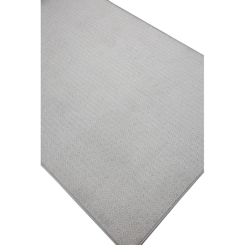 Tapis gris en polyester touffeté à la machine Mauritz, Demi-cercle 1 pi 6 po x 3 pi