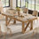 Table de salle à manger rectangulaire 63 po pour 4 à 6 personnes avec finition en bois rustique Farmhouse