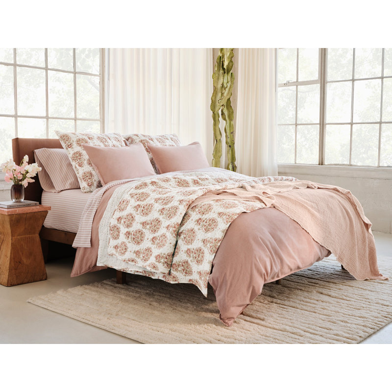 Topanga Matelasse Throw Blanket, Queen, Praline Chambray