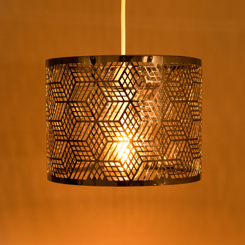 19cm H Metal Drum Lamp Shade ( Screw On ) in Chrome