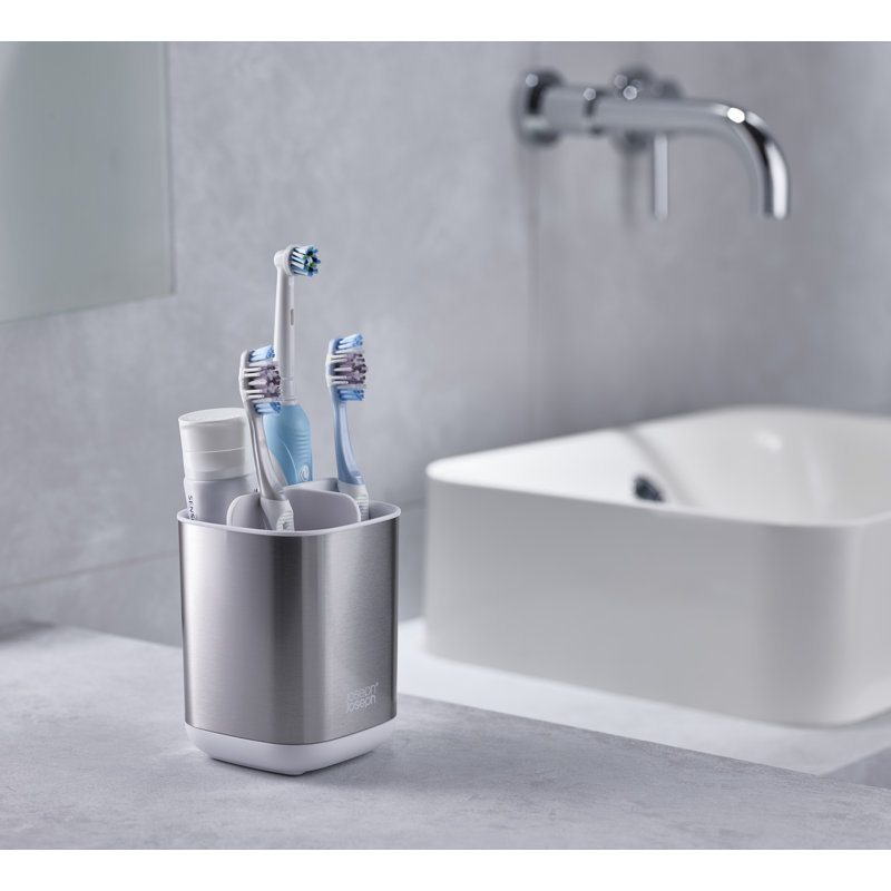 Joseph Joseph EasyStore Stainless Steel Compact Toothbrush Holder