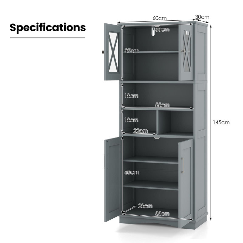Freestanding Bathroom Cabinet, Grey