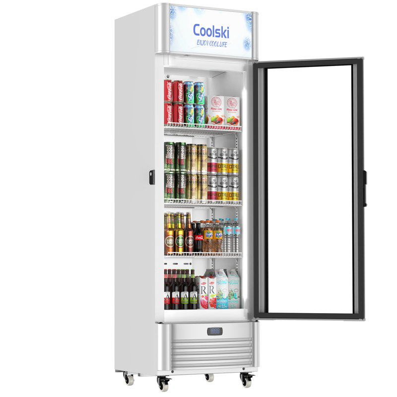 Coolski 21"w 6.5 Cu. Ft. Led Freestanding Display Beverage Cooler With Glass Door In Silver Mmr6.5sh