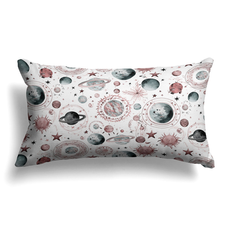 Space Fusion  Rectangular Throw Pillow, Gray/Pink