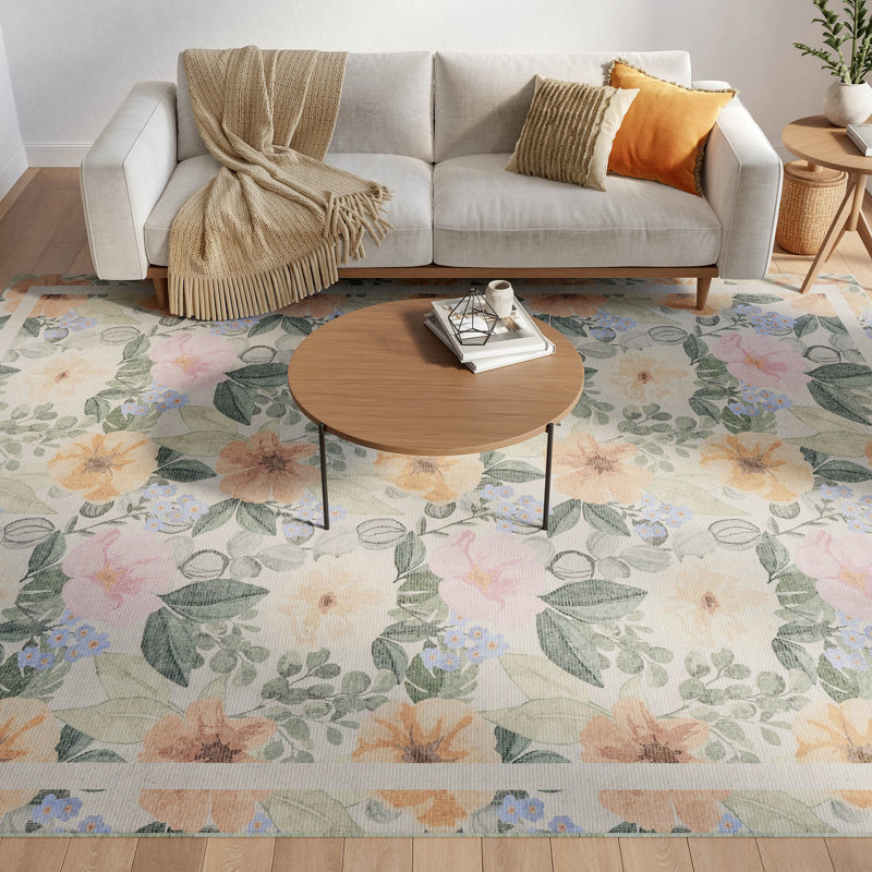 Saintfleur 7'6" x 9'10" Ivory Multicolor Farmhouse Indoor Rug, Rectangle 7'6" x 9'10", Multicolor Ivory