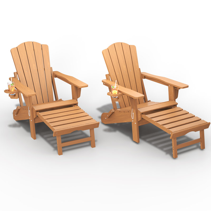 Dareona Pakkdiarie Folding Adirondack Chair with Cup Holder,HDPE Outdoor Chair with Comfort Ergonomic Seat for Patios,Lawn,Garden, Backyard Use