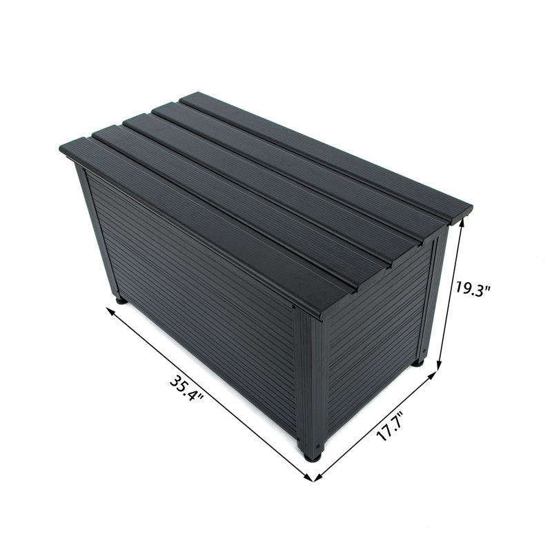 TECSPACE 35.4'' W 53 Gallons Water Resistant Metal Lockable Deck Box, Black