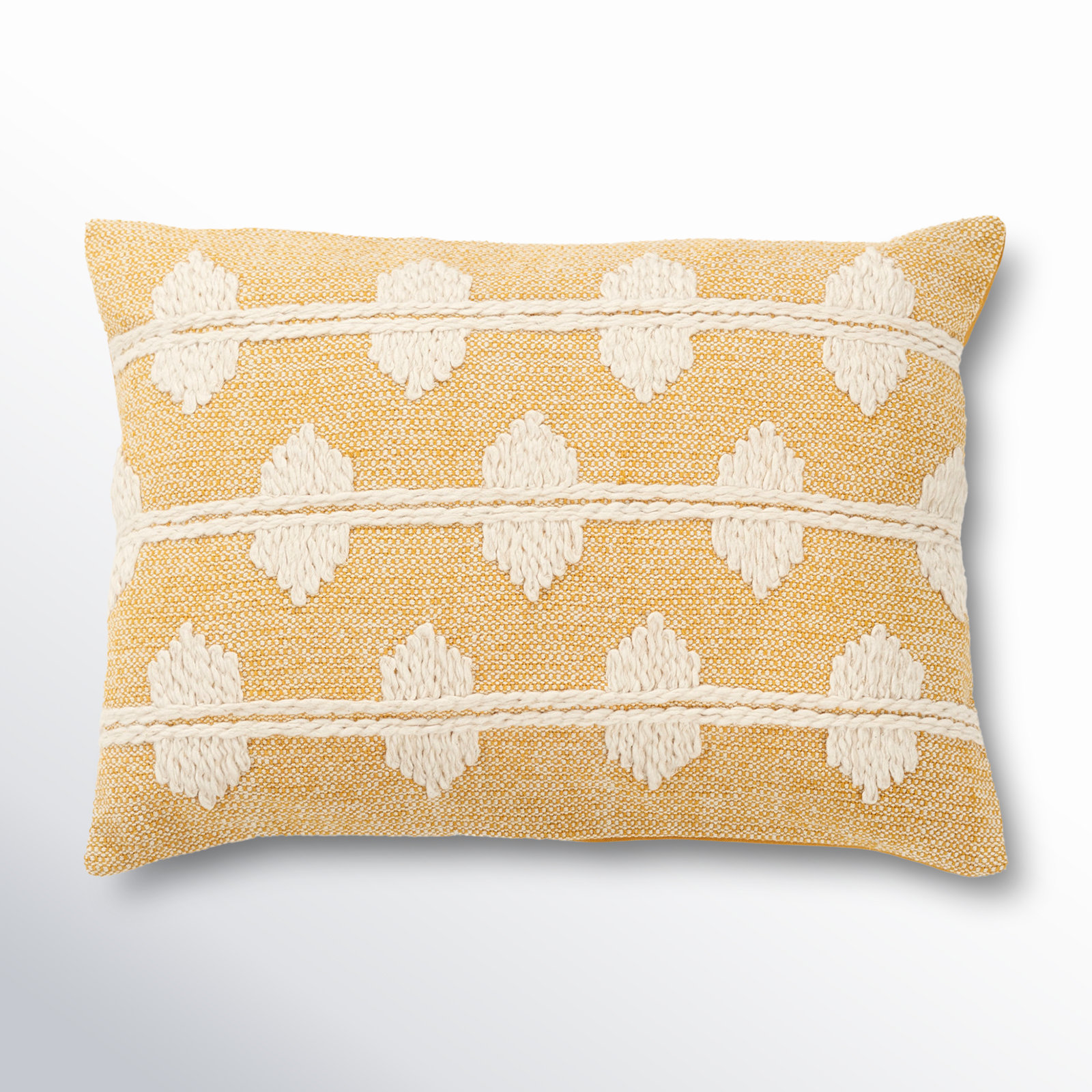 Heiden Embroidered Cotton Lumbar Throw Pillow, Gold