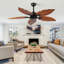 Ventilateur de plafond 52 pouces Tropical (sans lumière), ventilateur de plafond intérieur / extérieur Palm Leaf pour patio et salon, ventilateur réversible, bronze noir
