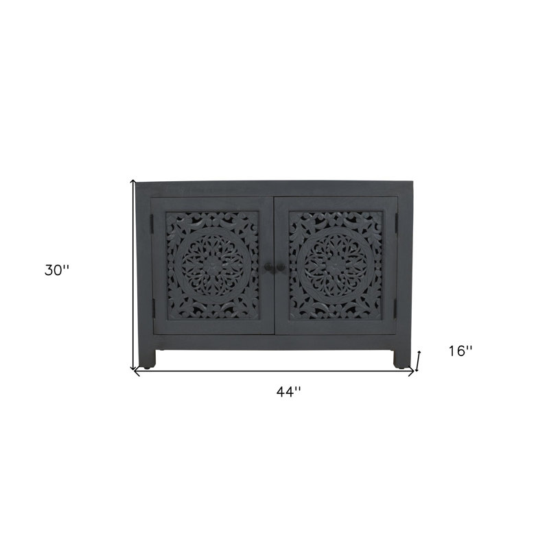 Armoire décorative 30 po à deux portes en bois massif texturé gris vieilli avec deux portes