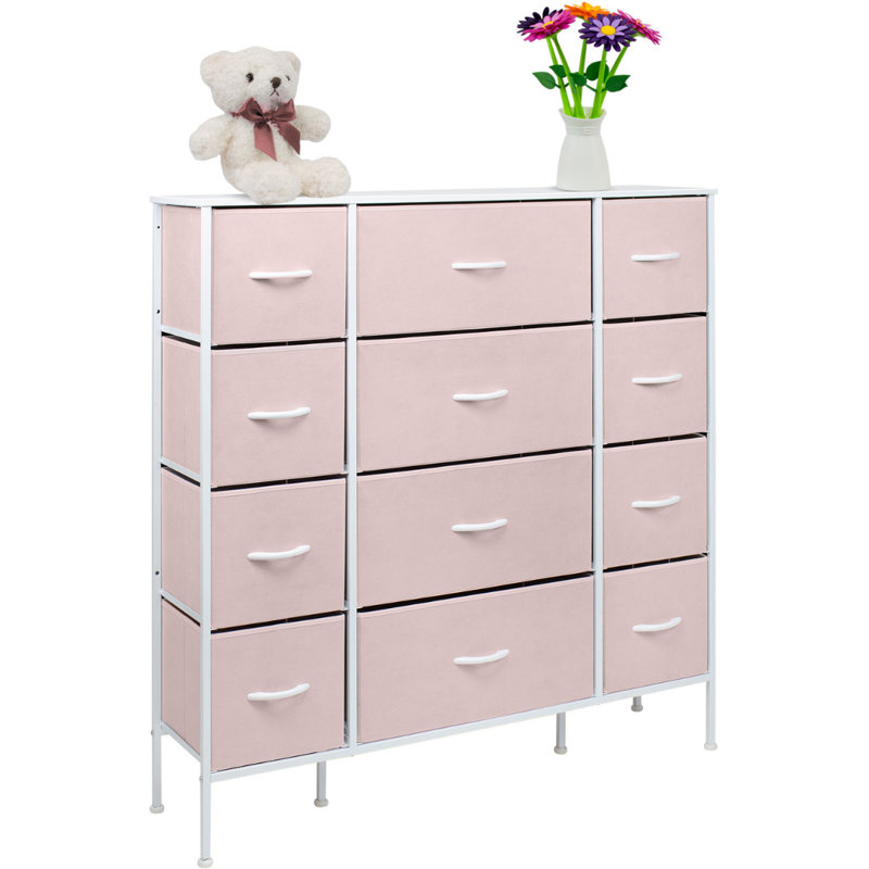 Commode 12 tiroirs l 46,5 po, Rose