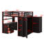 Lit mezzanine double avec tiroirs, bureau et garde-robe-553076156