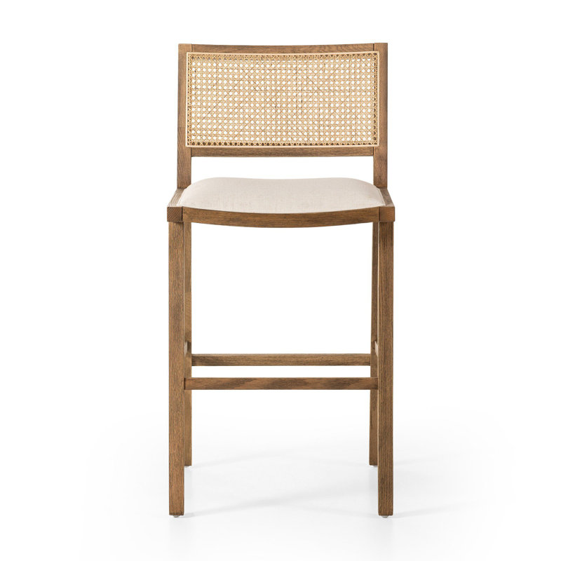 Tabouret de comptoir Miraz, Tabouret de bar (siège d'une hauteur de 31 po), Mélange de polyester blanc