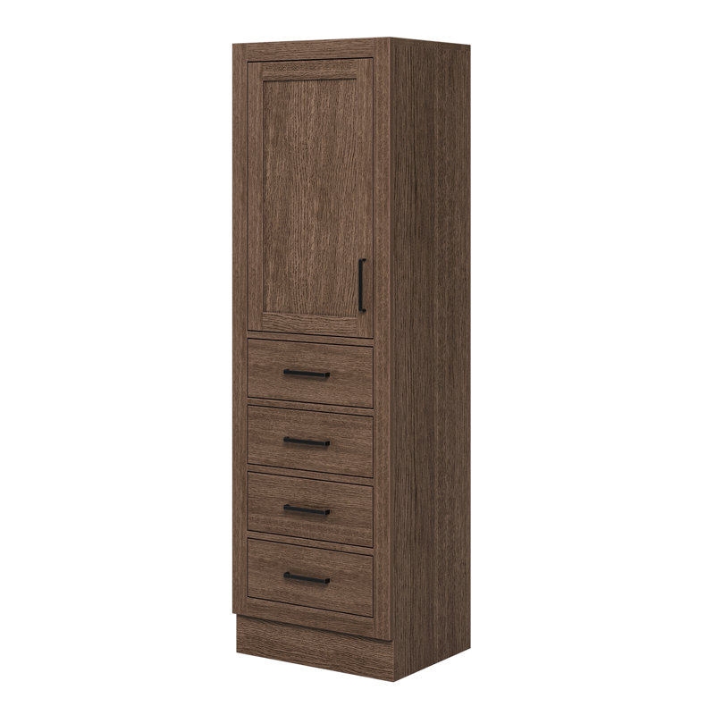 Tidworth Solid Wood Linen Cabinet, Pre-assembled, 65"H x 20"W, Brown Oak