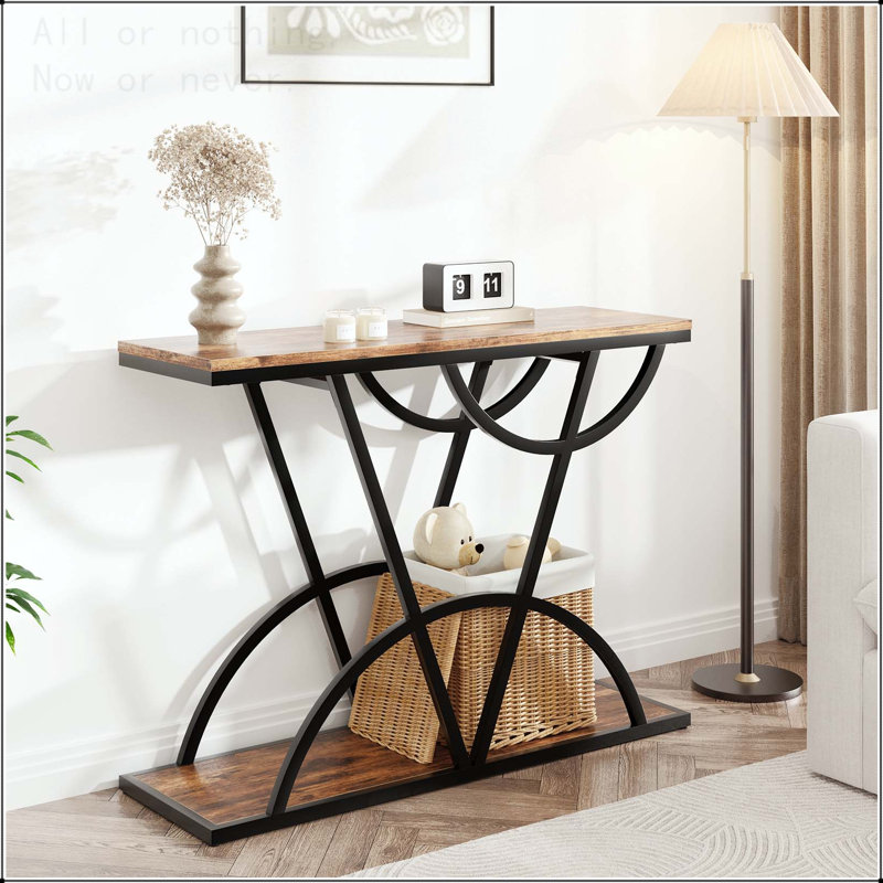 Console industrielle avec structure en métal Arch-and-Line, Brun