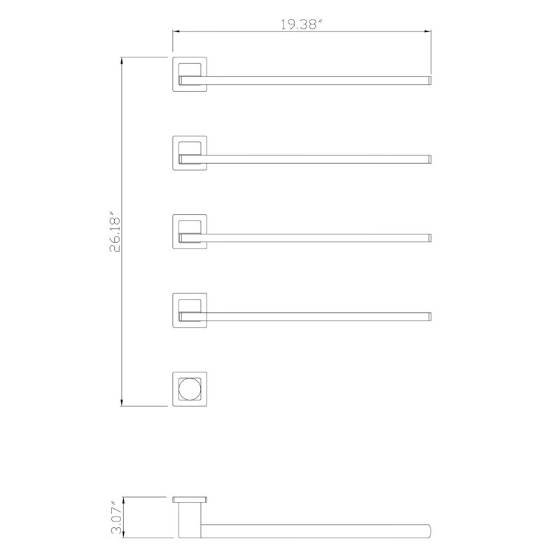Matte Black Wall Mounted 4-Bar Towel Warmer