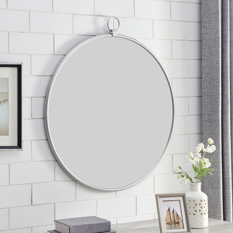 Silver Round Metal Bathroom Vanity Wall Mirror