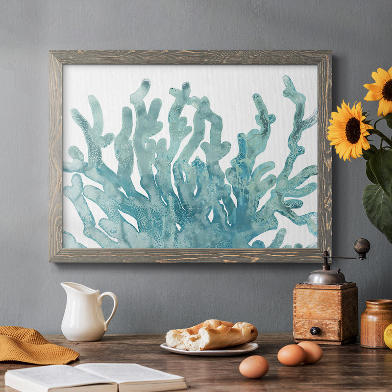 Blue Macro Coral III, reproduction d'art sur toile, H 26 po x l 38 po, Gris