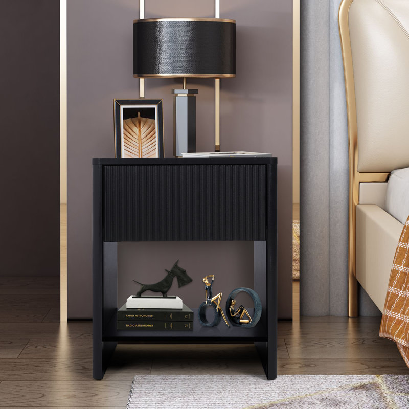 Yusdel 2 - Drawer End Table Set, Black