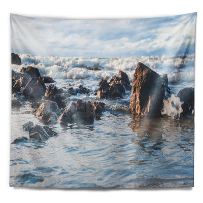 Tapisserie bleu rocky seaside seascape