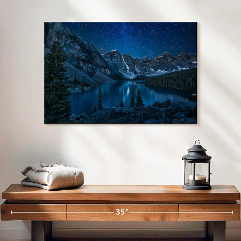 Lac Alaine Moraine la nuit, H 16 po x l 24 po