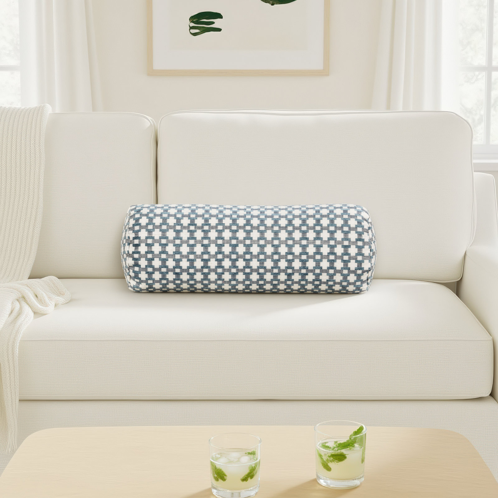 Siscovers 21" x 8" Pillow Cover & Insert, Blue Geometric