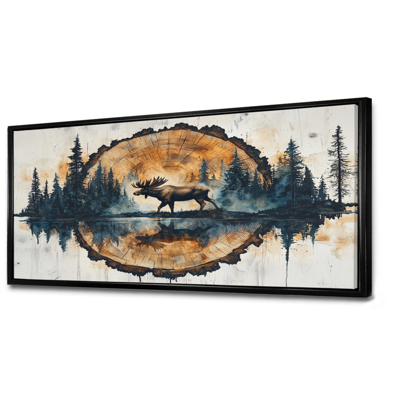 Geon Canadian Moose Into The Forest II - Orignal, art mural, H 28 po x l 60 po, Noir