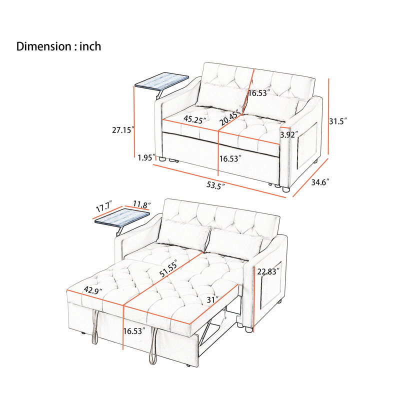 Futon rembourré 53,5 Aloway, Velours gris