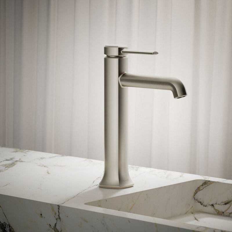 Occasion Tall Single-Handle Vessel Sink Bathroom Faucet with Drain Assembly, Vibrant Brushed Nickel, 1.2 GPM