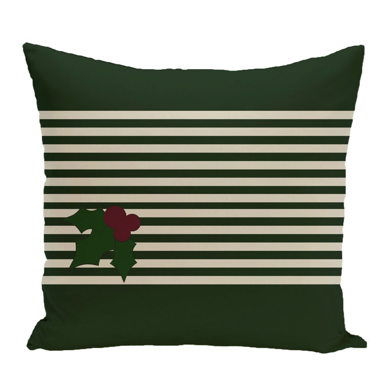 Striped Reversible Throw Pillow, Dark Green/Ivory, 18" H x 18" W
