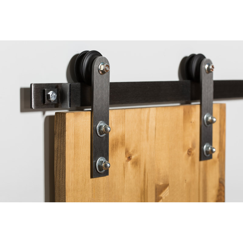 Steel Single Door Barn Door Hardware Kit Standard Single, 72 in., Brushed Nickel