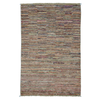 Hand Knotted Wool Area Rug in Multi