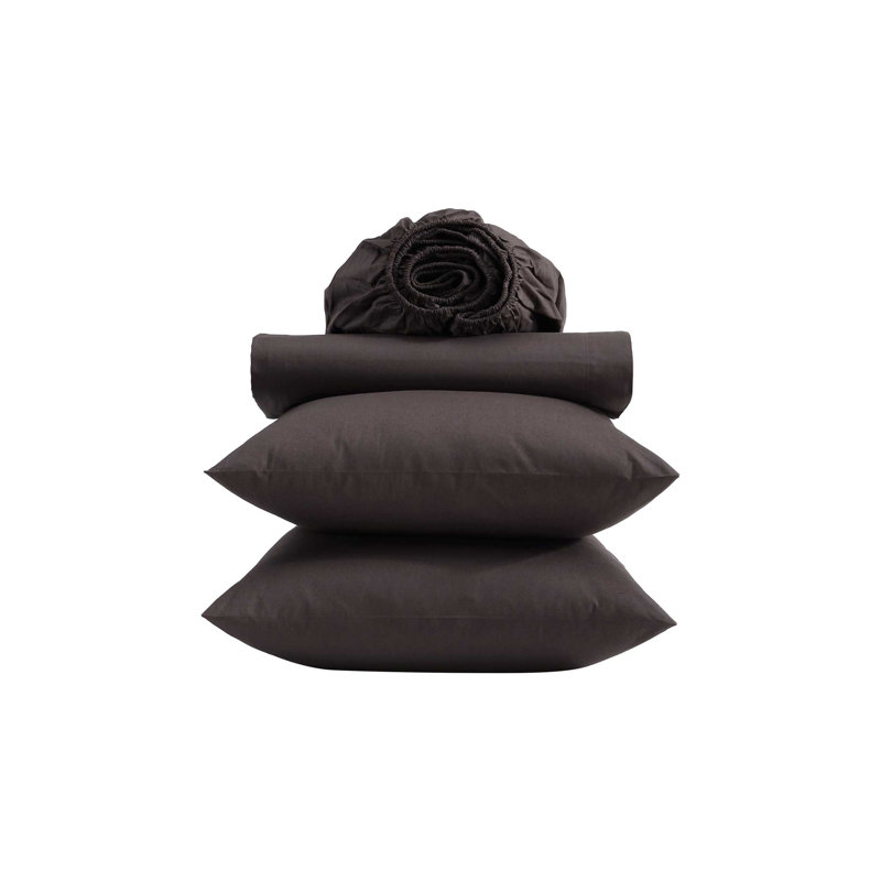 Vera Wang Cool Comfort Solid Cotton Sheet Set, Queen Sheet Set with 2 Pillowcases, Beige