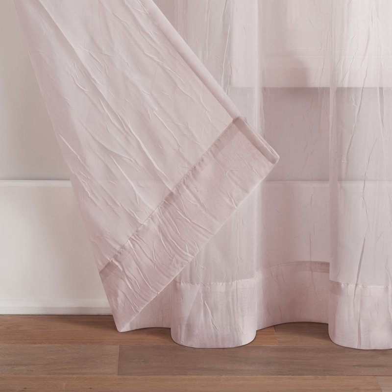 Emina Grommet Polyester Sheer Curtain Single Panel, Blush, 50" W x 84" L