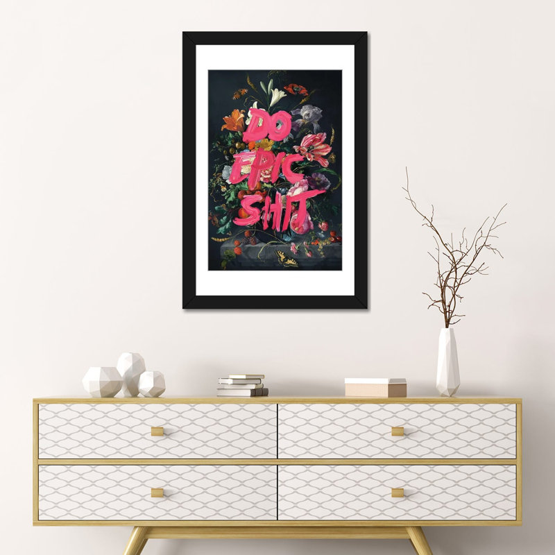 «Do Epic Shit» par Jonas Loose, reproduction sur toile, H 32 po x l 24 po, Impression encadrée avec passe-partout, Noir